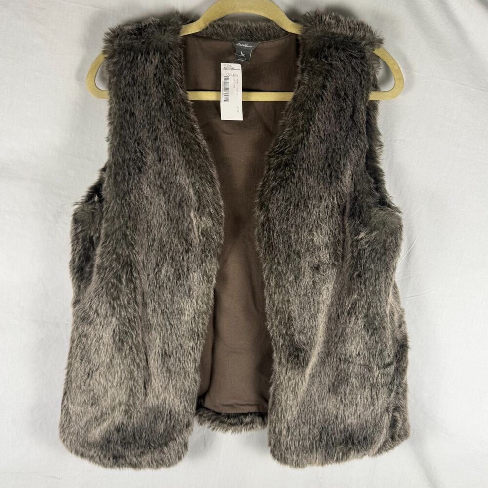 NWT Eddie Bauer Outlet Faux Fur Women's Small (S) Vest, Hook & Eye Closure, Cozy